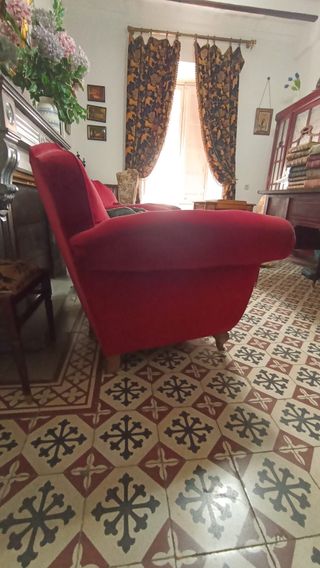 Sillones (2) antiguos vintage terciopelo rojo(M1)