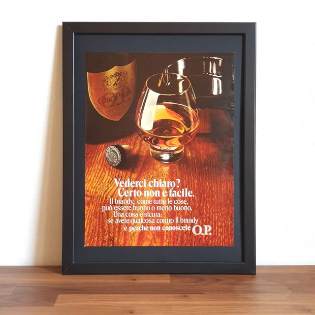 Pubblicità originale poster vintage brandy O.P.