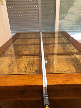 Mesa centro madera teca y Cristal