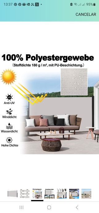 Toldo lateral protección sol e intimidad