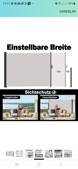 Toldo lateral protección sol e intimidad