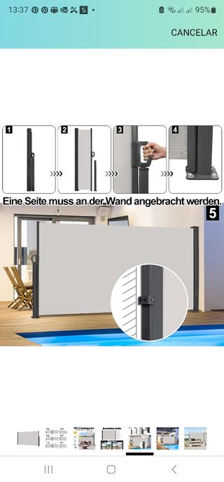 Toldo lateral protección sol e intimidad