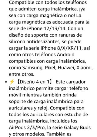 Cargador inalámbrico 4 en 1 iPhone y Android