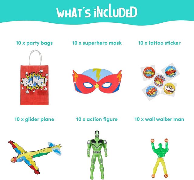 10 Bolsas de Fiesta de Superhéroes con rellenos -
