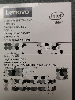 Portatil Gaming Lenovo Legion Y540 RTX2060