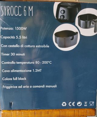 Friggitrice ad Aria 5.5 litri. NUOVO-MAI USATO