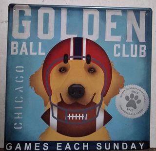 Cartel hojalata GOLDEN BALL CLUB 29x29cm