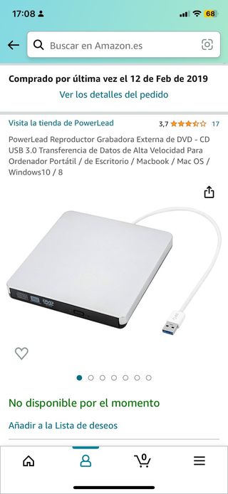 Reproductor y grabadora externa de CD/DVD USB