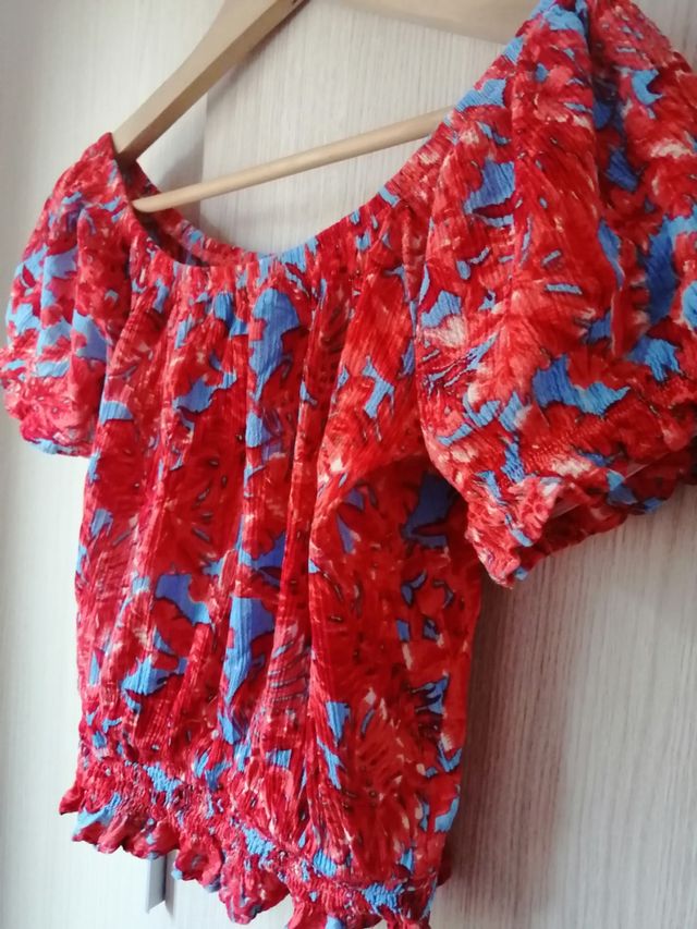 Crop top rojo azul talla M mujer