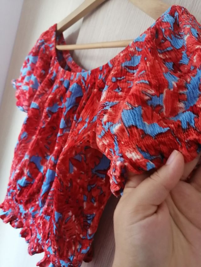 Crop top rojo azul talla M mujer