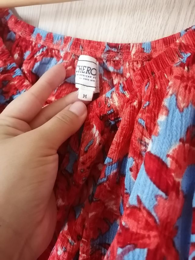 Crop top rojo azul talla M mujer