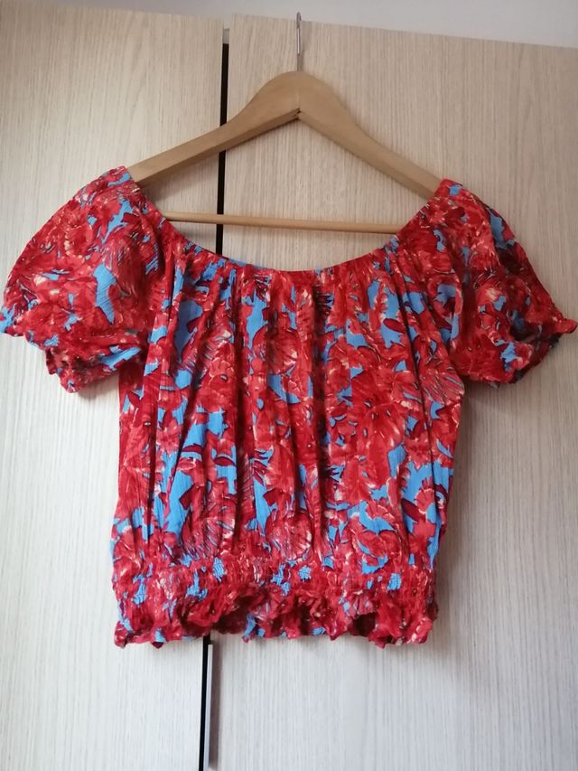 Crop top rojo azul talla M mujer