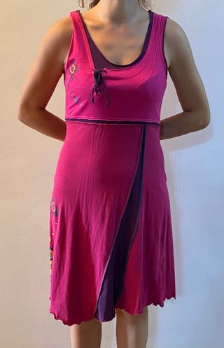 vestido rosa y morado de algodón nuevo