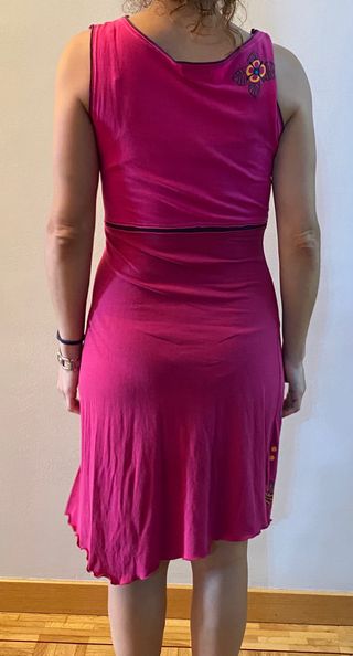vestido rosa y morado de algodón nuevo