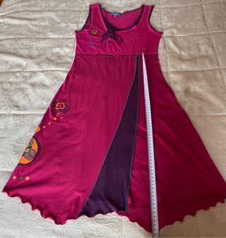 vestido rosa y morado de algodón nuevo