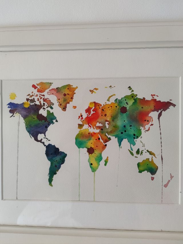 Precioso mapamundi enmarcado