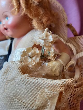 muñeca y muñeco antiguo 16cm.