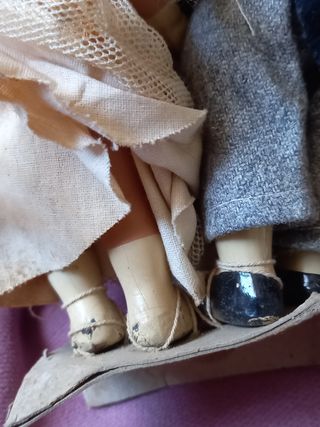 muñeca y muñeco antiguo 16cm.