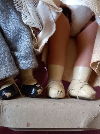 muñeca y muñeco antiguo 16cm.