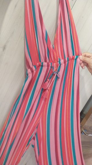 Mono rosa y rayas de colores