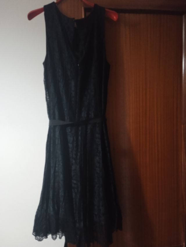 Vestido largo midi negro azulado zendra