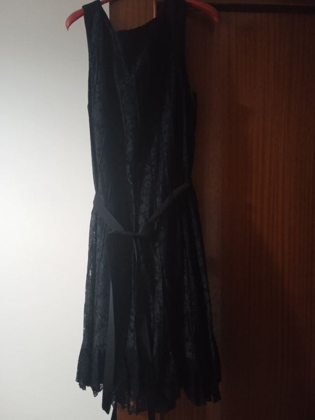 Vestido largo midi negro azulado zendra