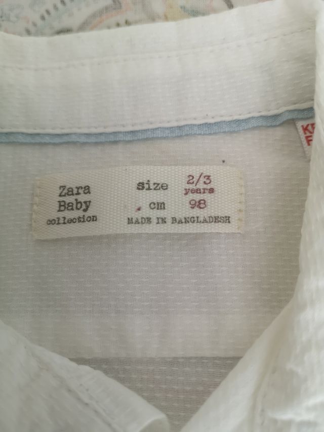 Camisa blanca ceremonia Zara talla 3 años