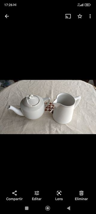 Tetera y lechera porcelana