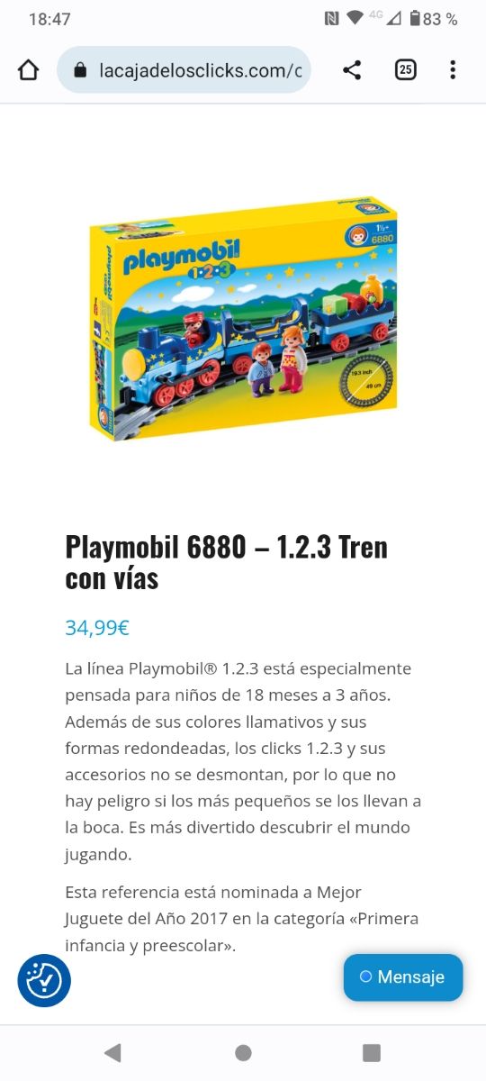 Tren Playmobil 1-2-3
