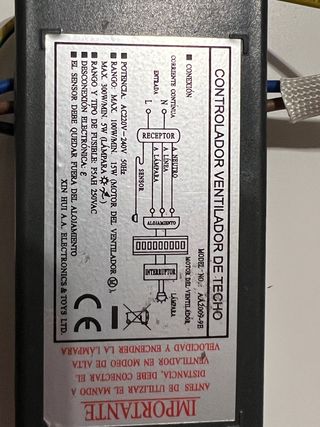 Controlador ventilador techo