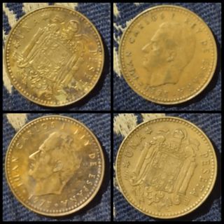 2 monedas de 1 peseta 1975