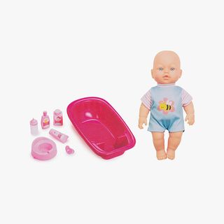 Muñeca bebé 31 cm con bañera y accesorios.