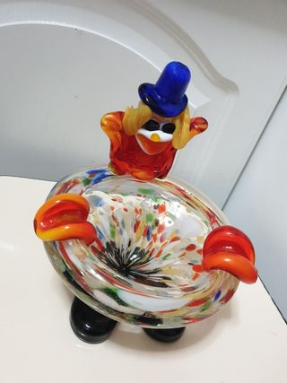 Cuenco de cristal estilo Murano- Payaso vintage