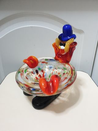 Cuenco de cristal estilo Murano- Payaso vintage