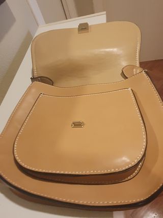 Bolso Zara Camel y correas blancas