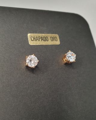 Pendientes chapado en oro con circonita, dorados