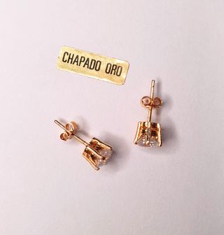 Pendientes chapado en oro con circonita, dorados