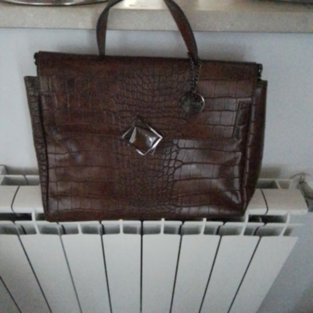 borsa marrone  cuoio effetto tartaruga