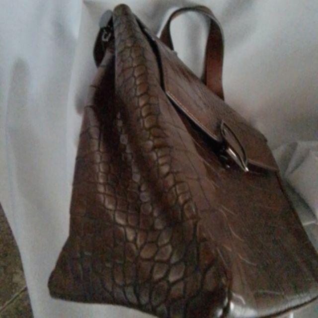 borsa marrone  cuoio effetto tartaruga