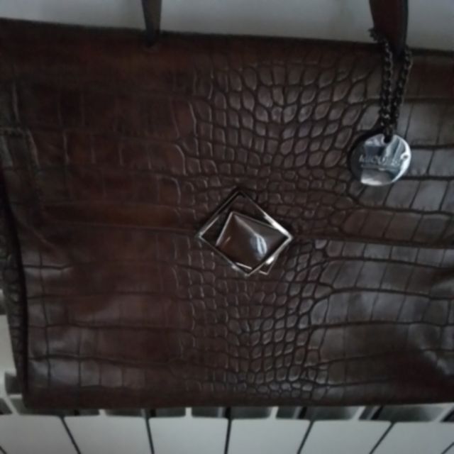 borsa marrone  cuoio effetto tartaruga