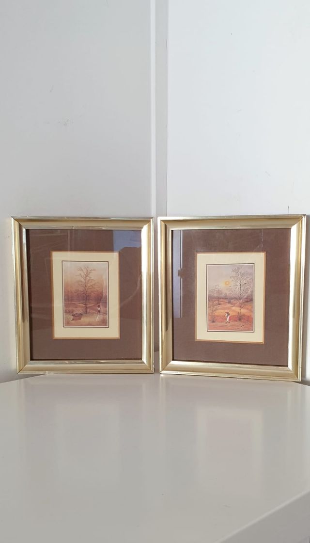 2 QUADRI CON CORNICE DORATA