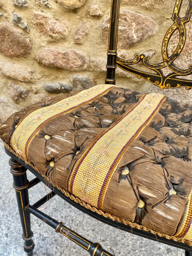 Silla francesa con marqueteria. Siglo 19