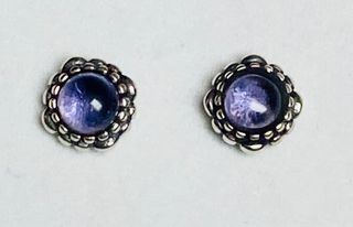 Pendientes de amatistas tipo boton y plata ley 925