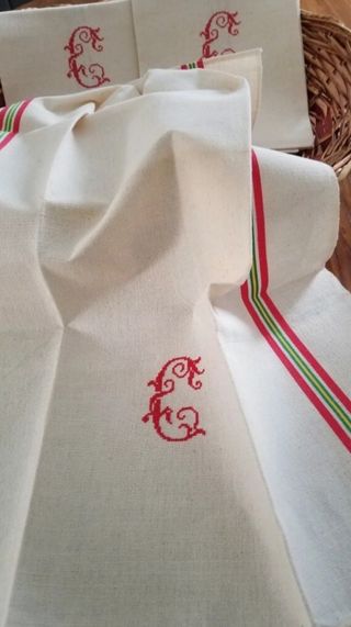 🍉 2 Paños de cocina 🍳 antiguos de lino rústico