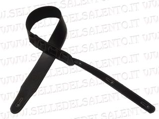 Tracolla chitarra e basso cuoio impunture bianco