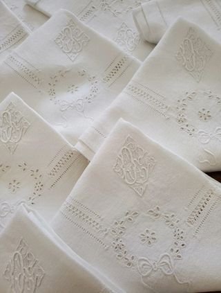 🍓 6 Servilletas antiguas de lino