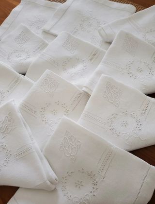 🍓 6 Servilletas antiguas de lino