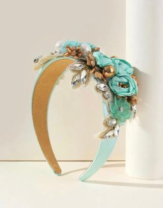 diadema de flores turqueza
