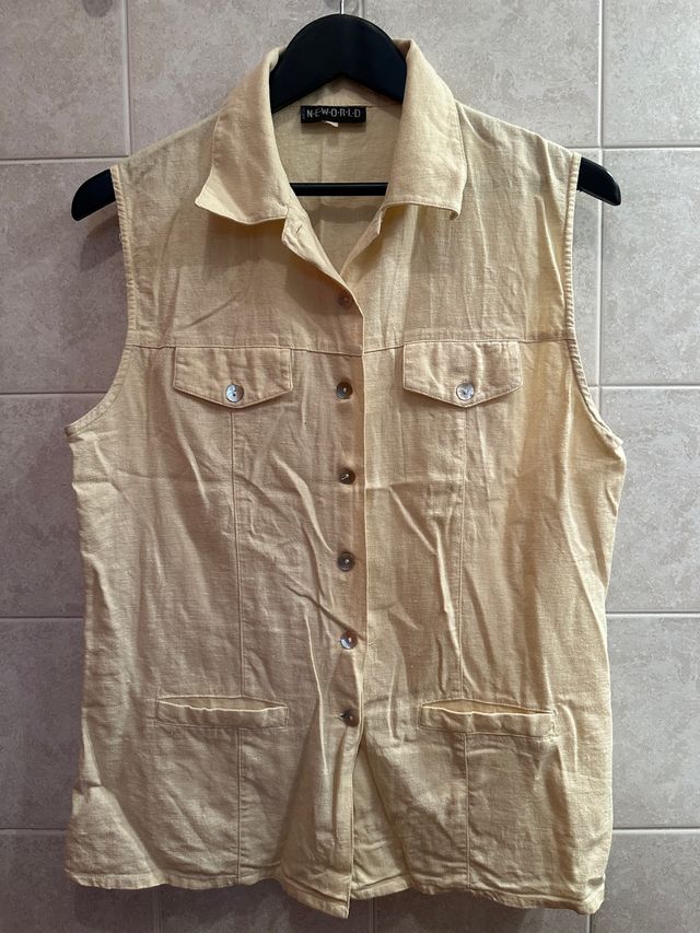 Sahariana donna senza maniche in lino