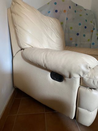 Sillón balancín giratorio piel auténtica